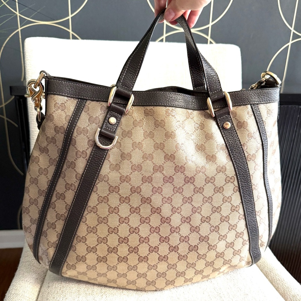 Authentic GUCCI Monogram Medium Abbey tote bag brown monogram supreme canvas - Picture 10 of 16